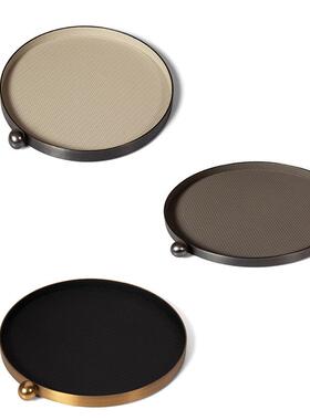 代样PGE轻奢单餐点圆珠托盘板间厅客厅家居金现属皮革收纳圆盘装