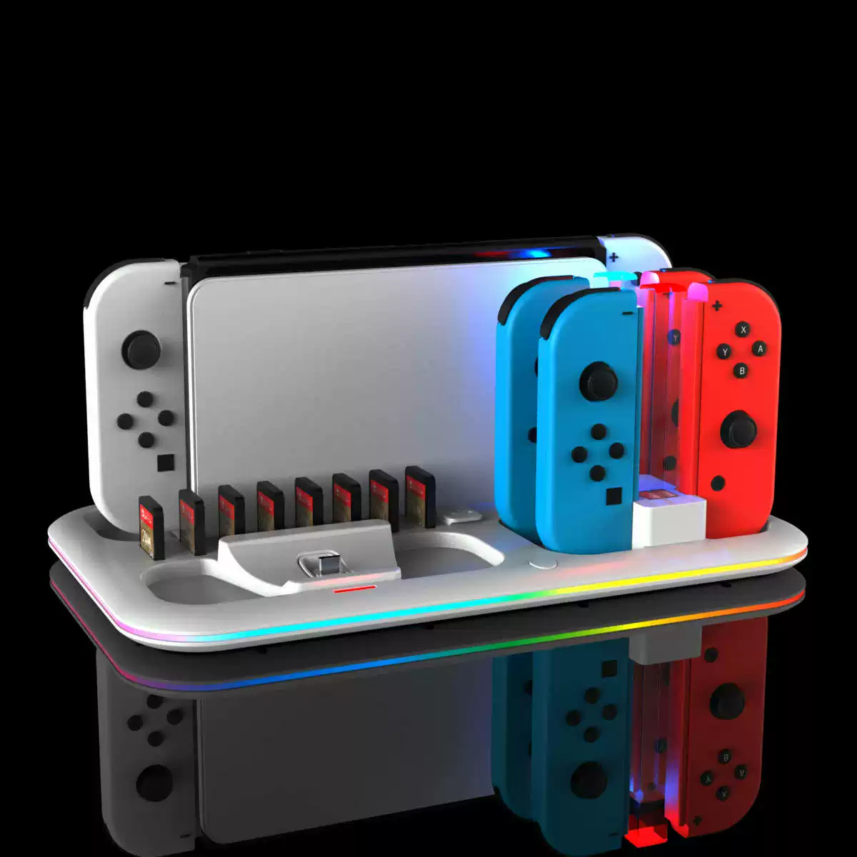 Светящийся хост-охлаждающая база многофункциональная ручка Joy-Con зарядная база для гейминга RGB настольная база