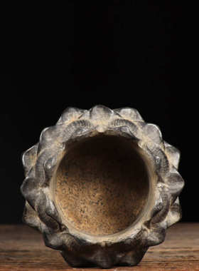 仿古石雕青石 莲花石钵石盆烟灰缸 中式复古陈设文玩收藏摆件摆饰