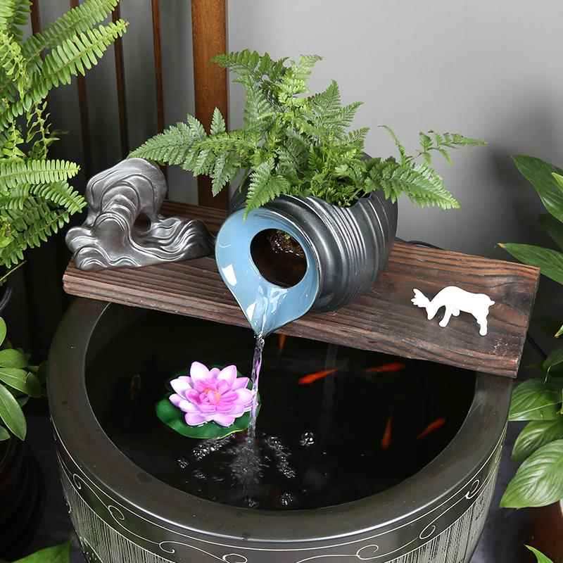 陶罐流水过滤增氧鱼缸配件加湿器古法大尺寸循环庭院花园造景DIY - 图0