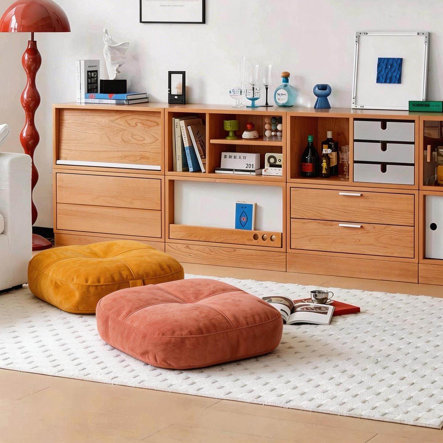 Fabric futon cushion for sitting on the ground, simple removable and washable tatami mat, bay window, living room and bedroom, thickened low stool