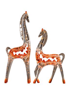 新中式招财树脂马摆件高档办公室客厅玄关装饰品电视柜桌面摆设