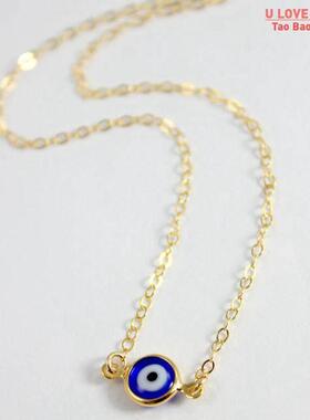 Simple Evil Eye Thin Pendant Women Jewelry Necklace Turkish