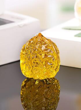 琉璃文玩核桃手把件玻璃健身球手指锻炼球公司礼品黄水晶核桃摆件