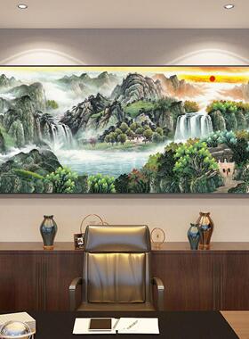 富春山居图客厅挂画新中式风景山水画沙发背景墙装饰画办公室壁画