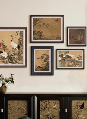 宋氏美学中古风客厅背景墙组合装饰画高级感挂画新中式玄关柜壁画