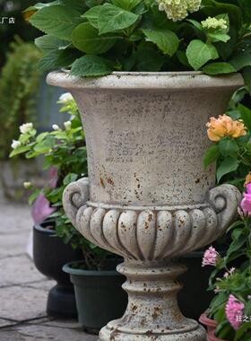 欧式高脚大花盆别墅仿古罗马柱风格摄影道具家居装饰欧式仿古装饰