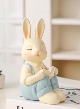 高档书家居装饰桌面高创意小众兔子靠品书立摆件级感电视柜酒柜办