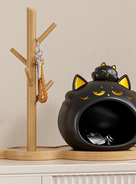 招财黑钥匙收关纳玄猫摆件客厅装饰D-018玄关置架乔迁之喜物入宅