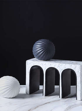 现代北欧创意几何陶瓷拱门艺术摆件家居样板房酒店会所售楼部饰品