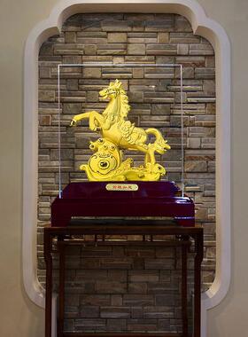 中式招财马摆件绒沙金工艺礼品摆饰办公室马到成功乔迁开 业商务