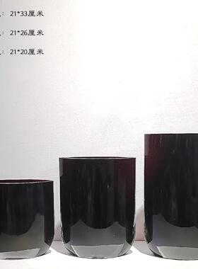 轻奢现代简约暗红色高级质感厚重刀锋创意设计琉璃花瓶摆件