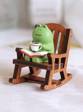 治愈拍照摆件桌面摇椅生日装饰可爱礼物青蛙创意小解压摆件办公桌