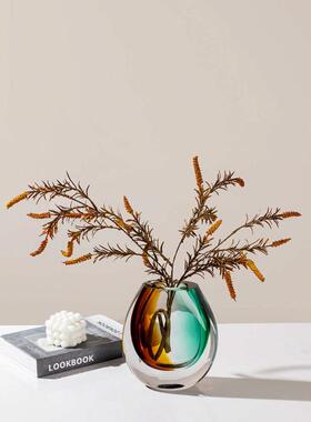 简约现代多彩艺术琉璃花瓶摆件轻奢样板房软装饰客厅桌面艺术花器