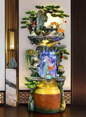 大型假山流水喷泉风水轮加湿器水幕墙鱼缸客厅庭院开业乔迁摆件