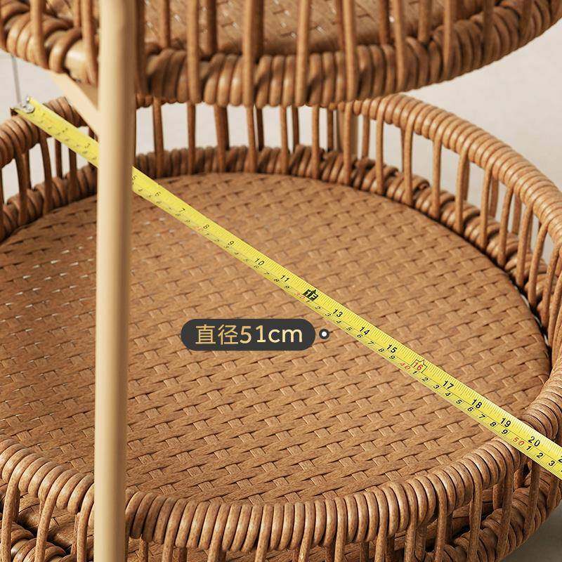 5V曼好家储物小边几户外藤编双层小推车创意收纳床边沙发角几,淘宝优惠券,粉丝福利购,淘宝优惠卷