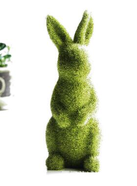 欧式树脂仿真植绒兔子家居花园庭院草地户外橱窗拍摄Easter摆件