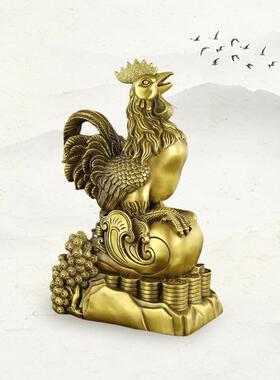 纯黄铜招财吉祥旺财铜公鸡摆件开业礼品办公室动物十二生肖吉祥物
