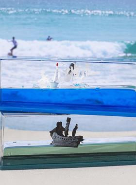 网红解压轮船流体漂流瓶入油海盗船航母漂浮小船摆件男生生日礼物