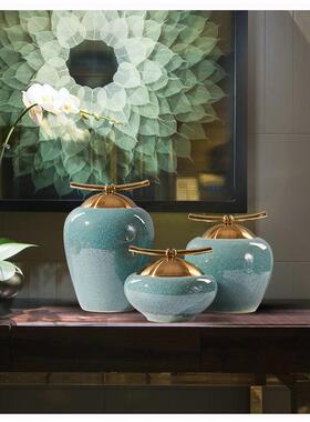 现代新中式陶瓷罐样板房软装饰品客厅玄关柜书房博古架装饰罐摆件