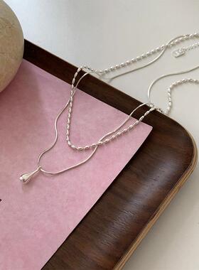 双层豆子属项链女P4-22设计感小众金古性简约百个搭气质颈链锁骨
