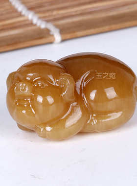 厂家批发阿富汗玉福猪吊坠黄糖玉生肖猪挂件手把件男女款直播货源