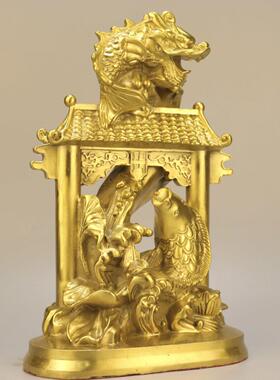 纯铜鱼跃龙门摆件年年有鱼鲤鱼跃龙门家居客厅办公室装饰商务礼品