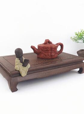 红木工艺品实木底座长方形摆件鸡翅木紫砂茶壶鱼缸花盆景奇石木托