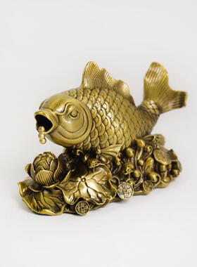 纯黄铜鱼摆件连年有余工艺品家居饰品鱼年年有余铜鱼办公室饰