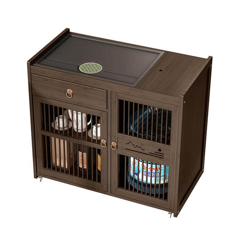 Mobile tea table household small tea table solid wood tea cart tea table tea set automatic kettle integrated tea cabinet
