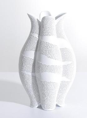 简约现代白色树脂花瓶创意艺术插干花花器桌面餐桌办公室酒柜摆件