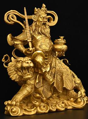 黄铜武财神赵公明神像赵公明骑虎像武财神供奉特大号赵元帅佛像纯