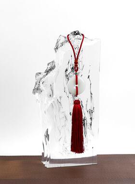 透明端水墨山假山意古境新中式摆件高ES-A6198博架样板间书房关玄