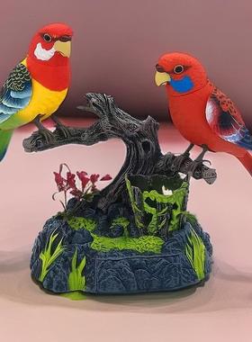 发声玩具儿童会叫会动鹦鹉小鸟西骑士客厅桌面装饰品创意电动网红