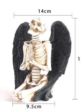 树脂骷髅头万圣节装饰礼品骷颅头天使翅膀头骨万圣节用品