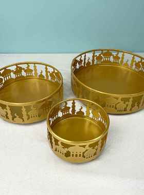 temu可代贴标宰牲节铁艺托盘糖果盒三件套家居装饰摆件高品质