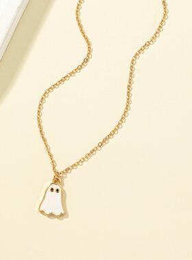 素馨跨境热销万圣节可爱幽灵吊坠项链时尚个性小众简约女士锁骨链