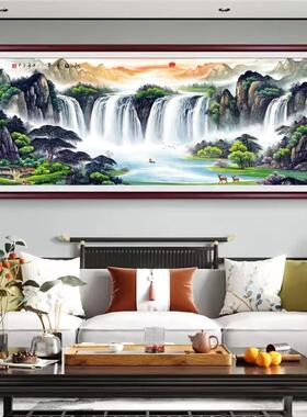 聚宝盆旭日东升客厅挂画国画沙发背景墙画办公室字画装饰画靠山图