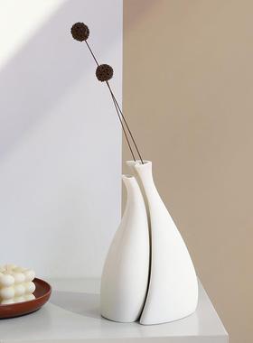 依偎花瓶组合陶瓷爱心白色插花桌面酒店玄关摆件艺术花瓶纯白新款