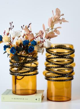 现代简约设计师金属玻璃花器果盘创意摆件桌面样板间餐桌装饰品