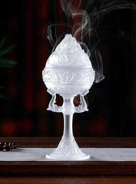 琉璃高脚博山炉盘香香篆散香器摆件客厅办公桌面前台摆放熏香炉