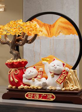 发财树流沙画招财猫摆件开业礼物店铺前台装饰品客厅乔迁新居礼物