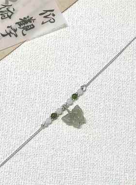 极简冰透小蝴蝶项链高级清冷感小众设计简约精致礼物编织绳配饰品