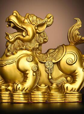 铜貔貅摆件一对招聚来财客厅店铺家居办公室装饰皮丘貔开 业礼品