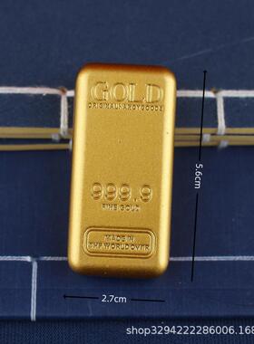 沙金仿金条手工实心金砖镇尺家居寓意装饰摆件仿真道具金条样品展