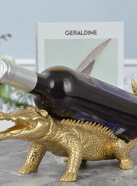 红酒架现代轻奢个性创意家居装饰品客厅电视酒柜黄铜酒瓶架铜制