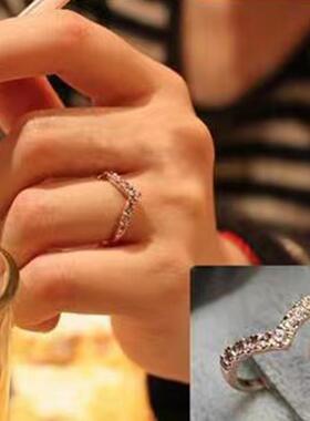 小众冷门戒指女学生党韩国饰品心型钻戒 心形独特设计款 镶钻简约