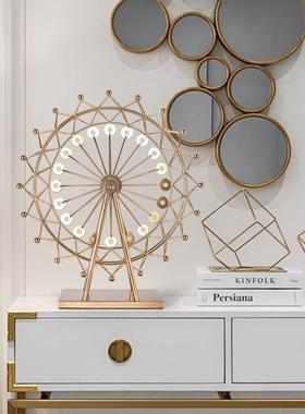 北欧轻奢创意金属摩天轮摆件样板房样品屋展示中心客厅玄关卧室铁