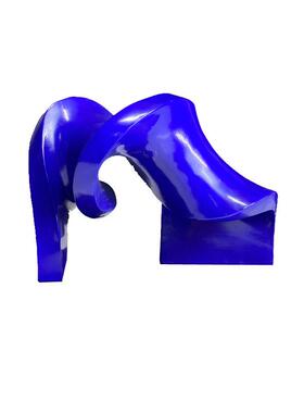 现代简约白色黑色蓝色几何扭转不规则摆件样板房售楼处软装饰品