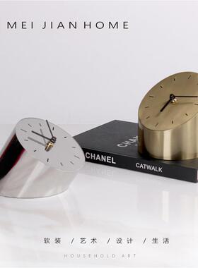 轻奢镜FHT面日晷床时钟样板房售楼部卧台室儿桌童房头柜书钟摆件